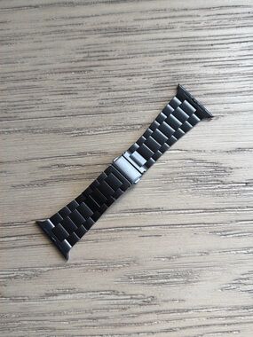 Black Stainless Steel Link Watch Band for Smartwatches